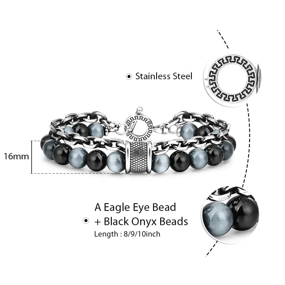 Davieslee браслет с черными бусинами для мужчин Gunmetal Cut Cable Link Chain из нержавеющей стали мужские браслеты мужские ювелирные изделия подарки LDB33 - Окраска металла: TBX00904