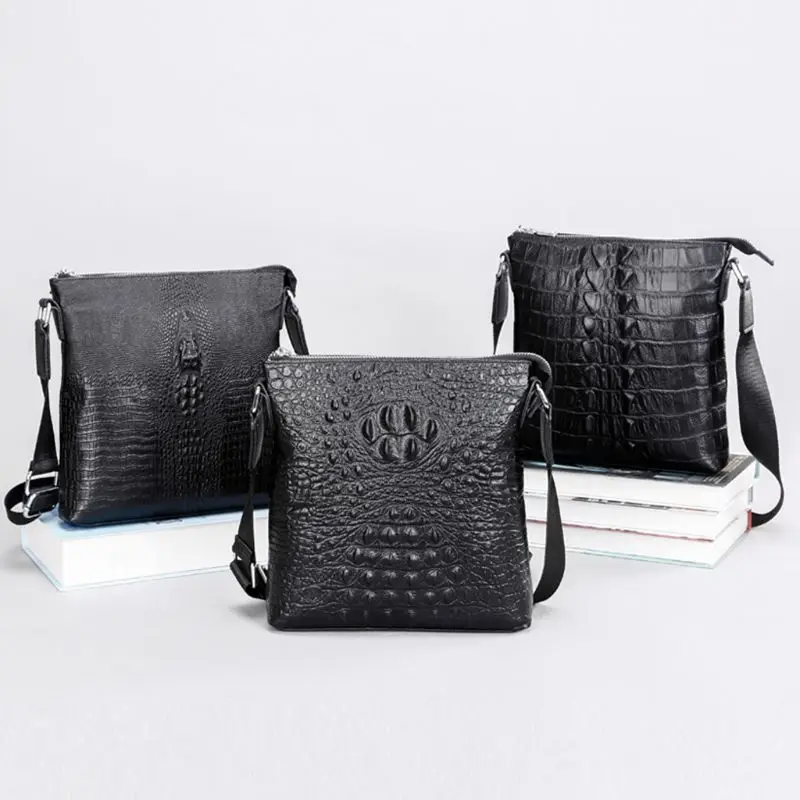Для мужчин, мужская обувь из материала под крокодиловую кожу Бизнес Crossbody сумка с ремнем через плечо сумка на молнии