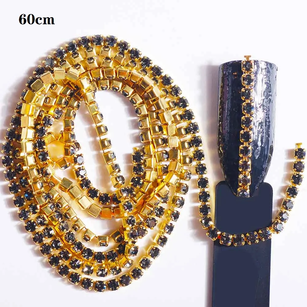 1PC Nail Chains SS6 2mm Single Claw Alloy Rhinestone Design 3D DIY Nail Accessories Rhinestone Design Nail Art Decoration - Color: 11