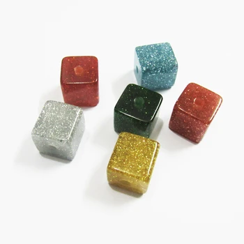 

Wholesale New Design 16mm*16mm 100pcs/lot Cube Shape Glitter Beads For Chunky Jewelry