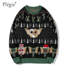 Plegie свитера для мужчин с животным принтом мужской пуловер Harajuku o-образным вырезом мужские свитера в студенческом стиле вязаные осенне-зимние свитера парные