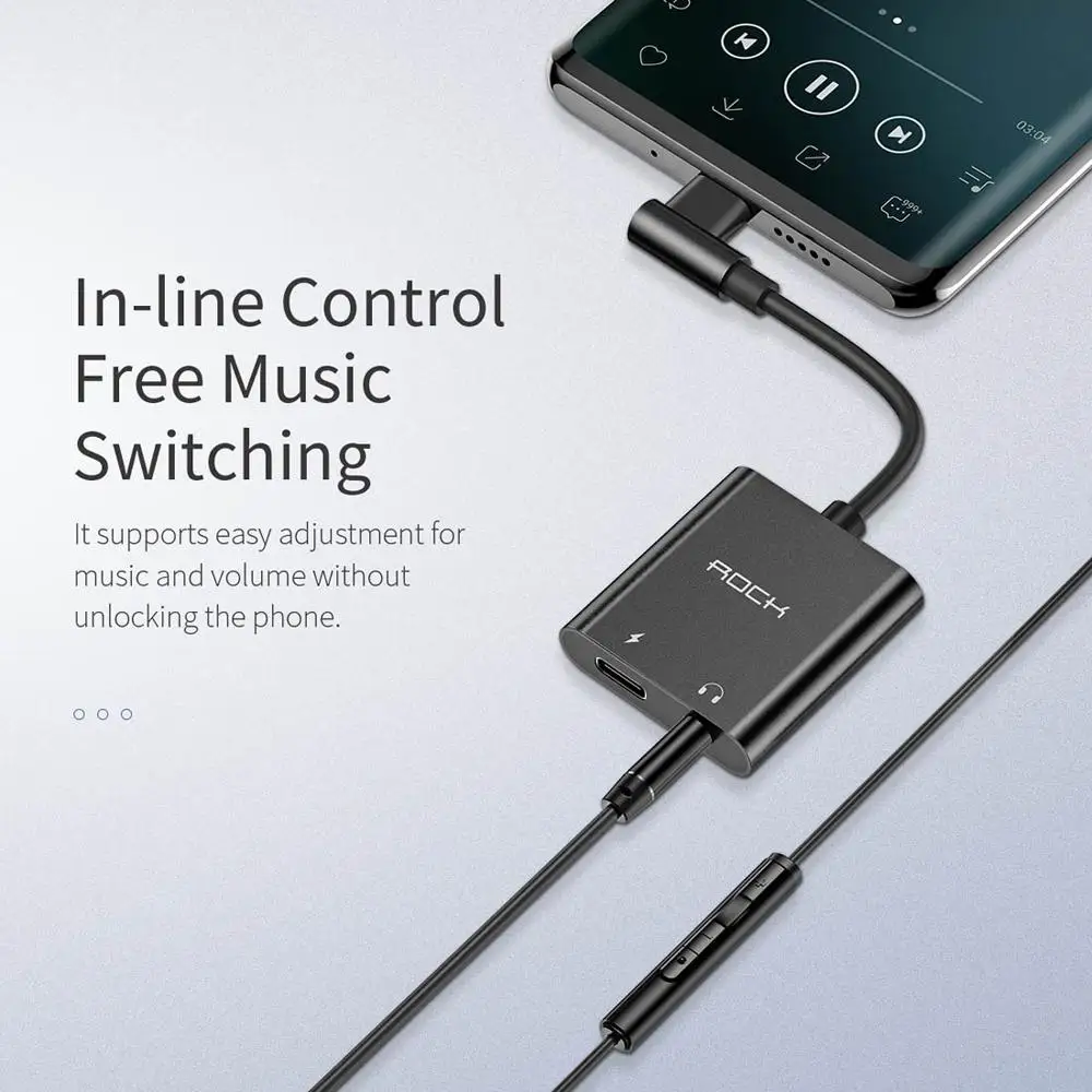 ROCK CA01 USB C Type C to 3 5mm USB C Type C PD Fast Charging Audio Adapter Cable Length 12cm Headphone adapter