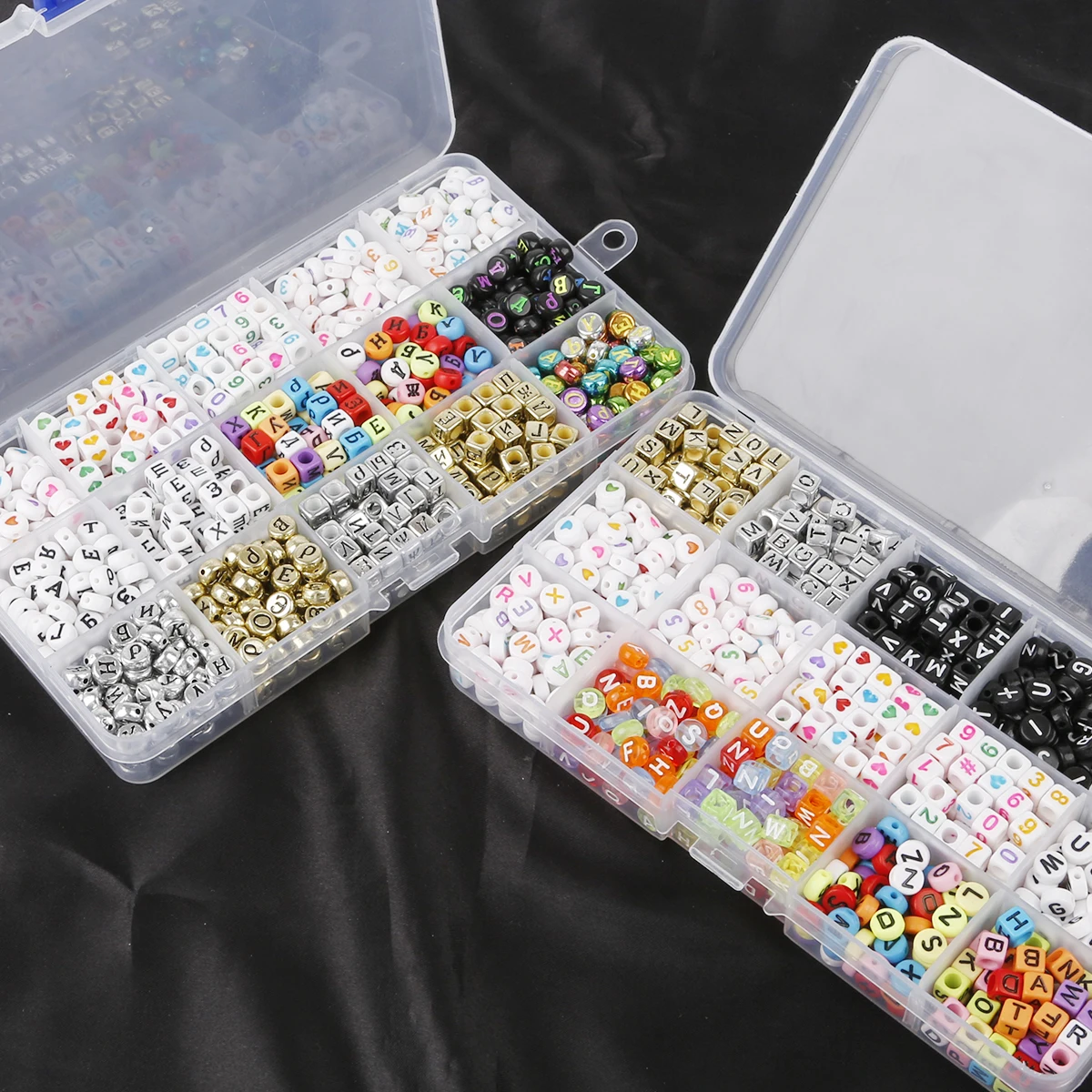 

Random Mixed Square Alphabet Letter Beads Charms Loose Heart Round Beads For Jewelry Making DIY Bracelets Accessories (1 Box )