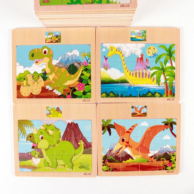 12 Slice Kids New Cartoon Animals/ Vehicle Wooden Puzzle Baby Montessori Toy Educational Learning Toys for Children SL-V010 2