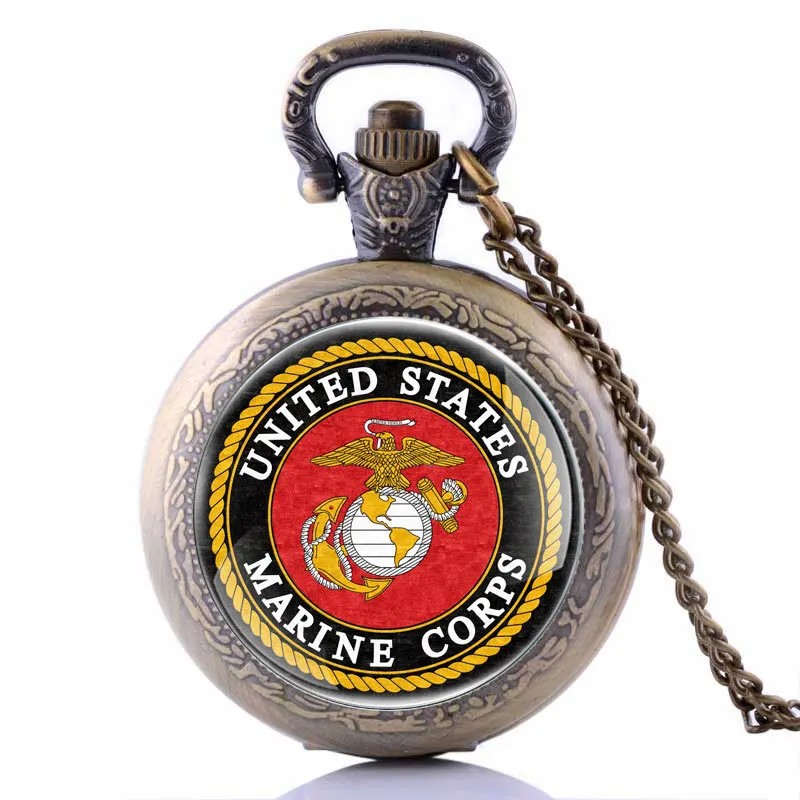 День ветеранов армии USMC США морской корпус карманные часы Бронзовый черный серебристый цвет доступны Прямая поставка милые стационарные - Цвет: USMC Bronze