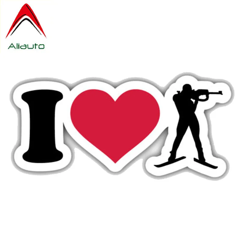 Наклейка на автомобиль Aliauto I Love Biathlon светоотражающая Водонепроницаемая наклейка