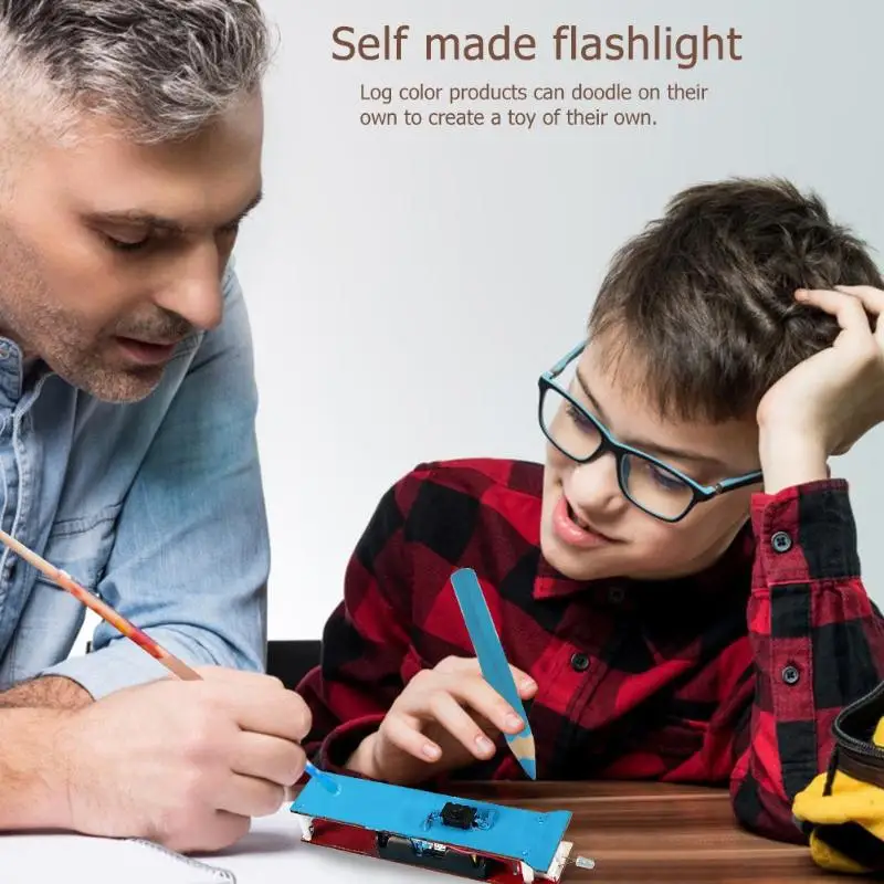 DIY фонарик физика деревянные игрушки комплект прекрасная простота безопасности милая форма детские развивающие наука собрать ремесло