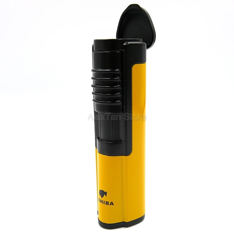 COHIBA популярная металлическая ветрозащитная 1 фонарь, струйный огонь, сигарета, зажигалка, аксессуары для сигар с подарочной коробкой