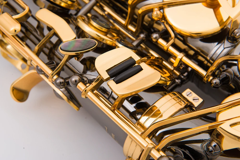 NAIPUTESI NT-802 ключ типа альт саксофон черный никель золото Красиво резные [двойное укрепление] золотой ключ латунный корпус альт саксофон