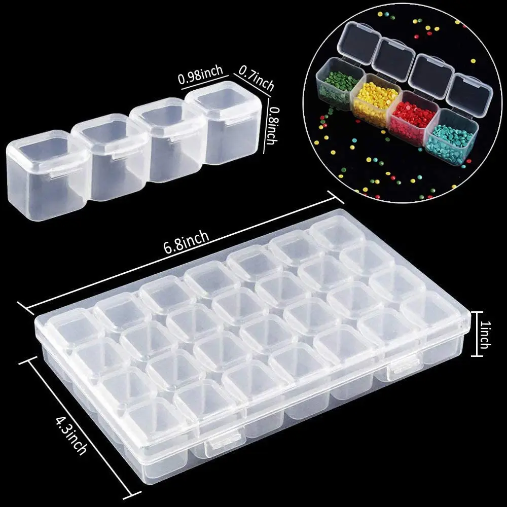 28/56/64/168 Grids Clear Plastic Storage Box For DIY diamond painting Stone Storage Embroidery Accessories Tool Organizer Case