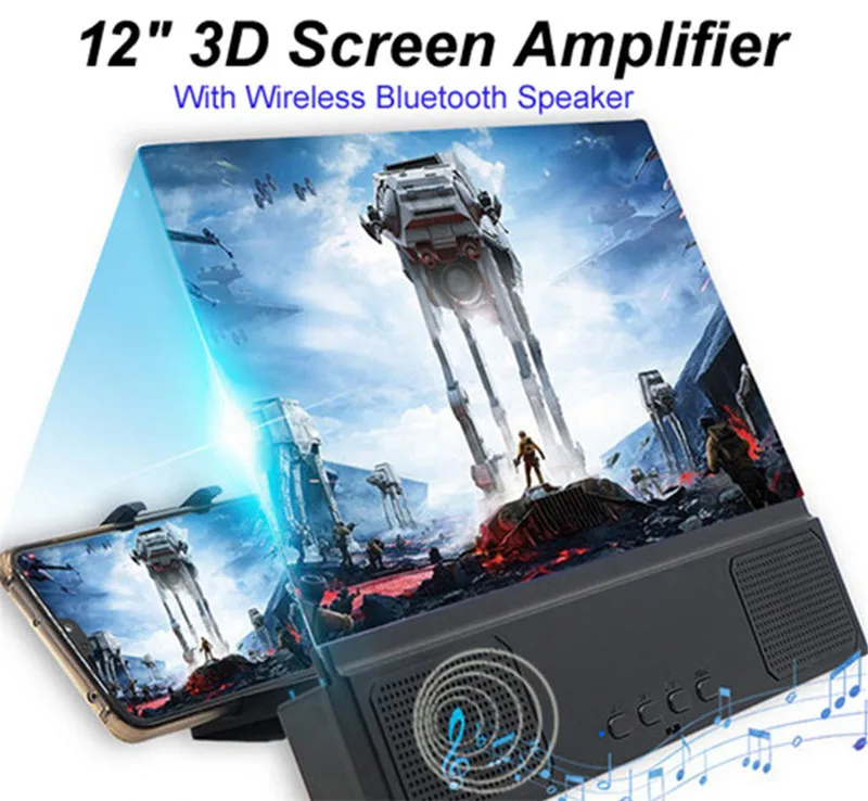 12 inch Mobile Phone Screen Magnifier 3D HD Video Amplifier Smartphone Stand