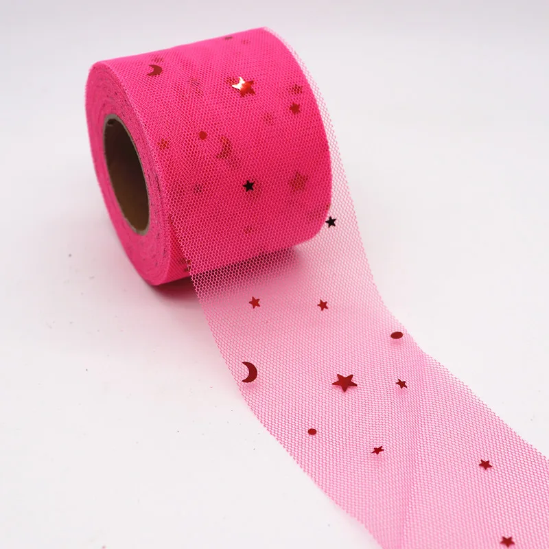 Rose Pink 25 ярдов/рулон 6 см StarMoon блестки тюль рулон органза ткань для юбки-пачки Baby Shower вечерние принадлежности DIY банты для волос материалы ручной работы - Цвет: Rose Pink