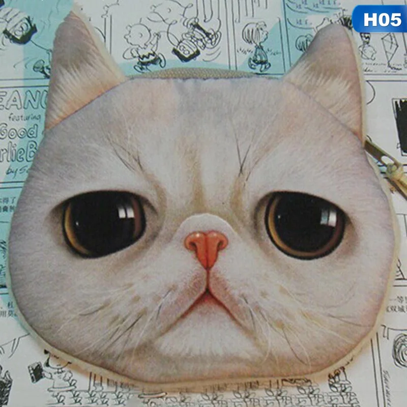 1 шт. кошка собака лицо Кошелек для монет с принтом Новинка милый чехол кошелек сумка Кошелек для монет из полиэстера, на молнии сумка для визитных карточек портмоне - Цвет: H05