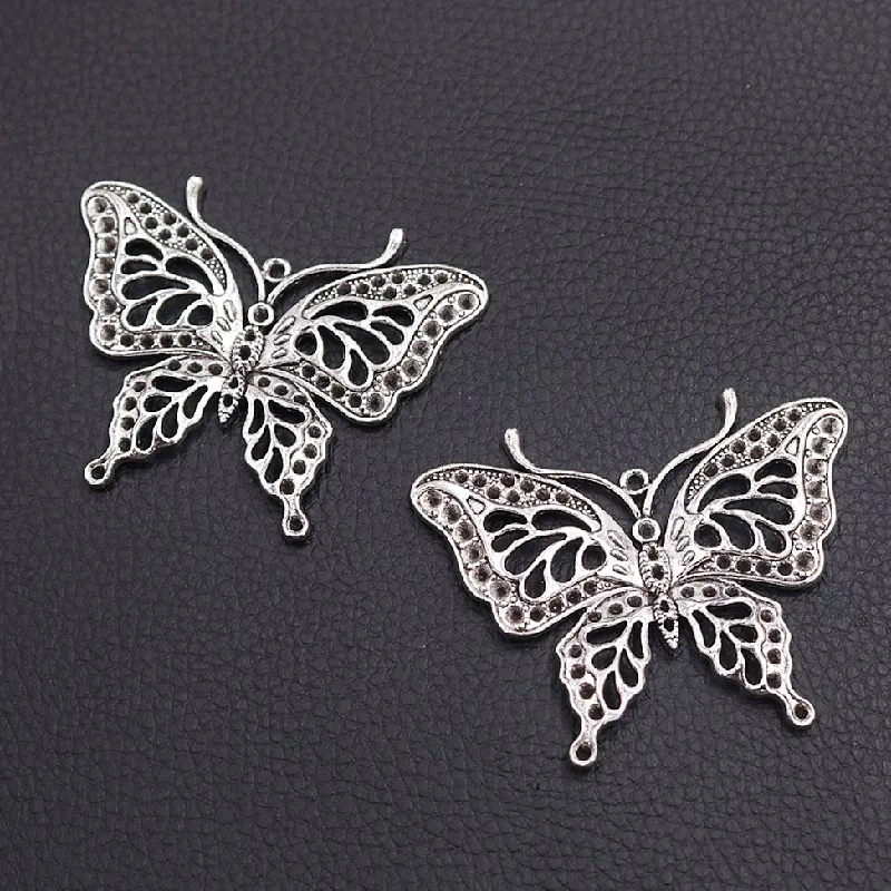 

2pcs Antique Silver Plated Hollow Butterfly Pendants, Insect Charms, Free Flying Charms, Natural Charms,DIY Butterfly Charm