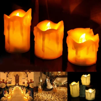 

3 Pcs Flameless LED Candles Real Wax Battery Powered Lights Remote Control Xmax candleTea light Home Wedding Birthday Decoration