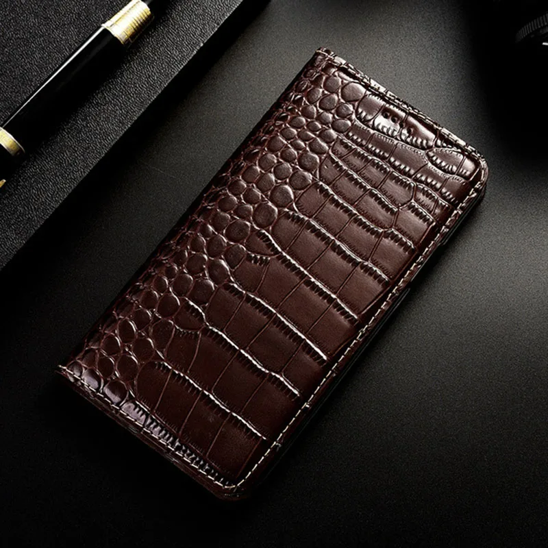 Magnet Natural Genuine Leather Flip Wallet Phone Case Cover