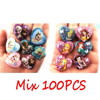 

100PCS Wholesale Mix Cinderella Ariel Anna Snow White Princess Icon Resin Flat Back Trinket Accessories For DIY Girls Jewelry