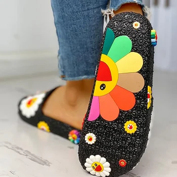 

Women Slippers Flip flops Home Summer Slides Ladies lovely Flower Non-slip Indoor Female flat Mixed Colors Style