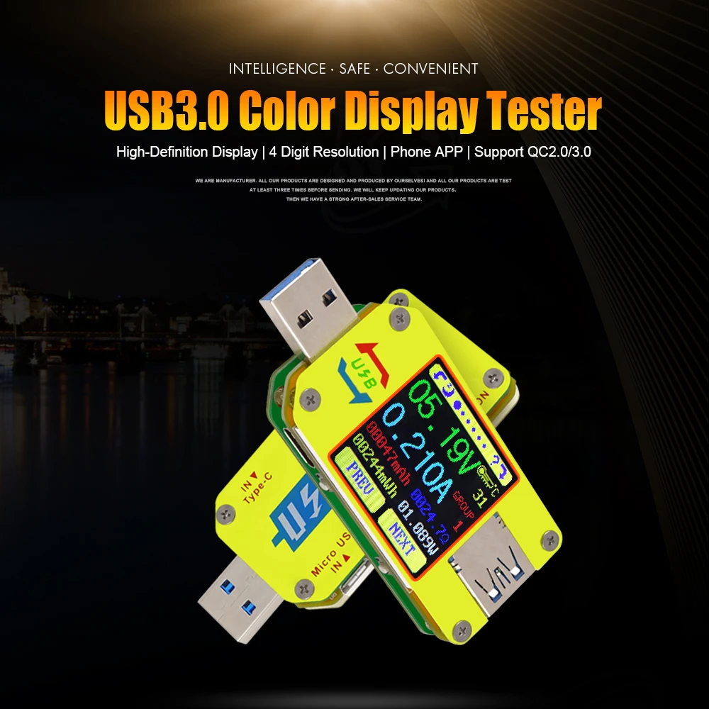 UM34C для приложения USB 3,0 тип-c Вольтметр постоянного тока Амперметр измеритель напряжения тока батарея Зарядка измерительный кабель тестер сопротивления
