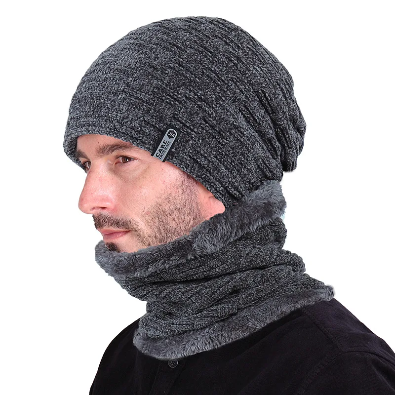 VIIANLES шапочки для мужчин и женщин Skullies Bonnet зимняя шапка шарф Набор меховая шерстяная подкладка Толстая теплая Балаклава вязаная шапка