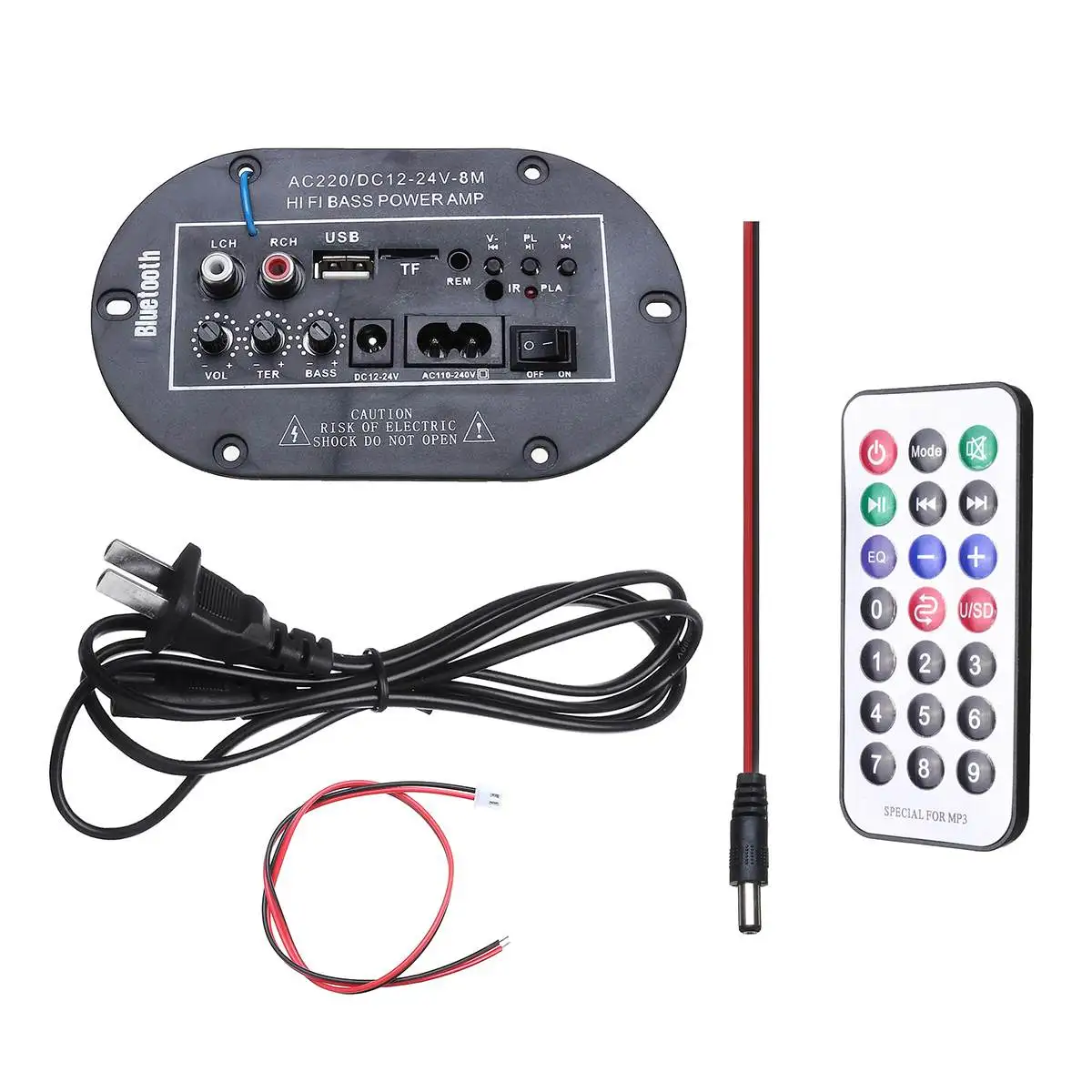 220V 8 Inch High Power Enthusiast Digital Car Audio Amplificador bluetooth Stereo Amplifiers Adjustable Subwoofer Car Audio