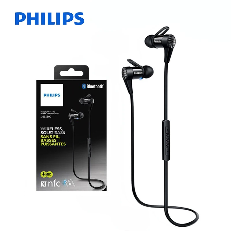 

Philips SHB5800 Original Sports Wireless Bluetooth Earphone NFC Function with Micro USB charging Headsets for Galaxy Note