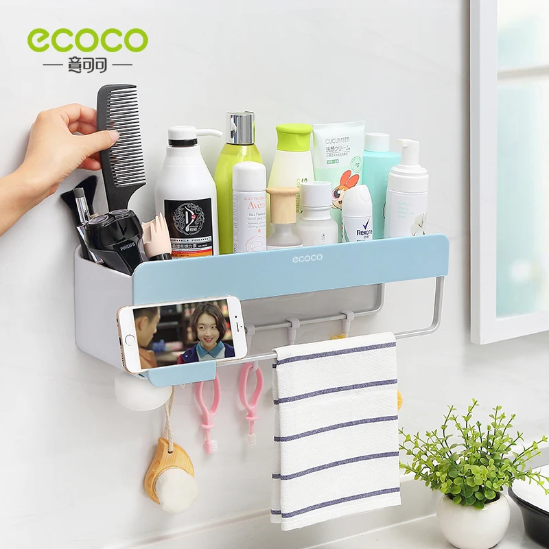 Вешалка для полотенец ECOCO полка туалетных принадлежностей органайзер шампуня