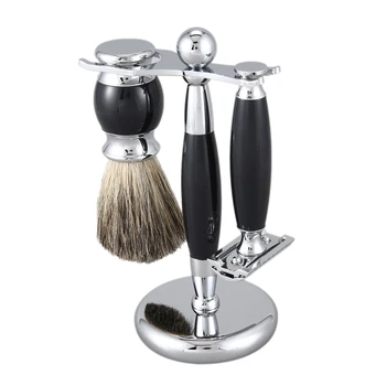 

Men Shaving Set with Brush Vintage Shaver Set Beard Brush Metal Alloy Bristles Household Beard Brush