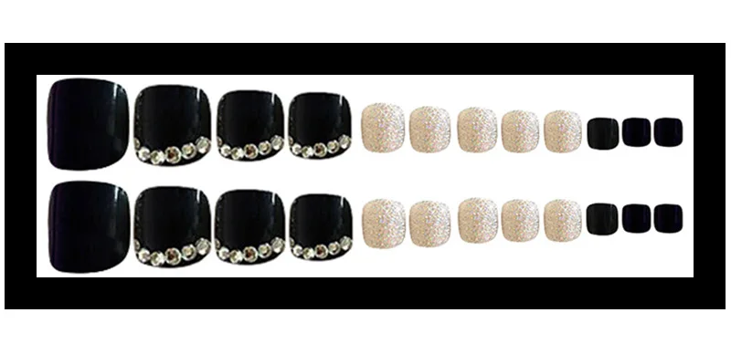 24 шт носочки накладные ногти Алмазные блестки ногти искусственные накладные ногти повторные советы для дизайна ногтей для ног дропшиппинг