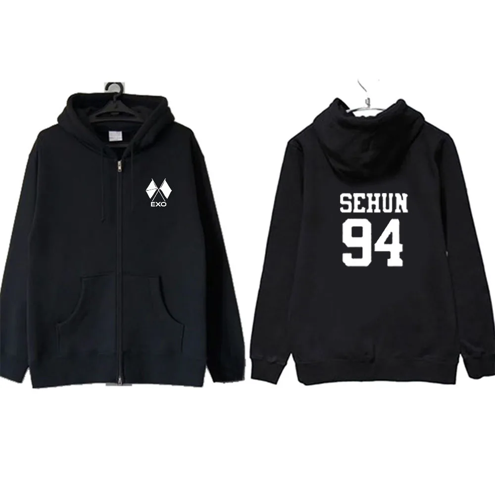 Kpop EXO OBSESSION Same Hoody толстовка на молнии CHANYEOL BAEKHYUN Same унисекс осень зима пальто с длинным рукавом Верхняя одежда Топы