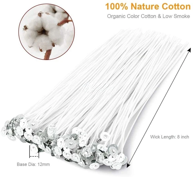 50Pcs Candle Wicks Pre-Waxed Wick 6 Inch For Candles Cotton Core DIY Making