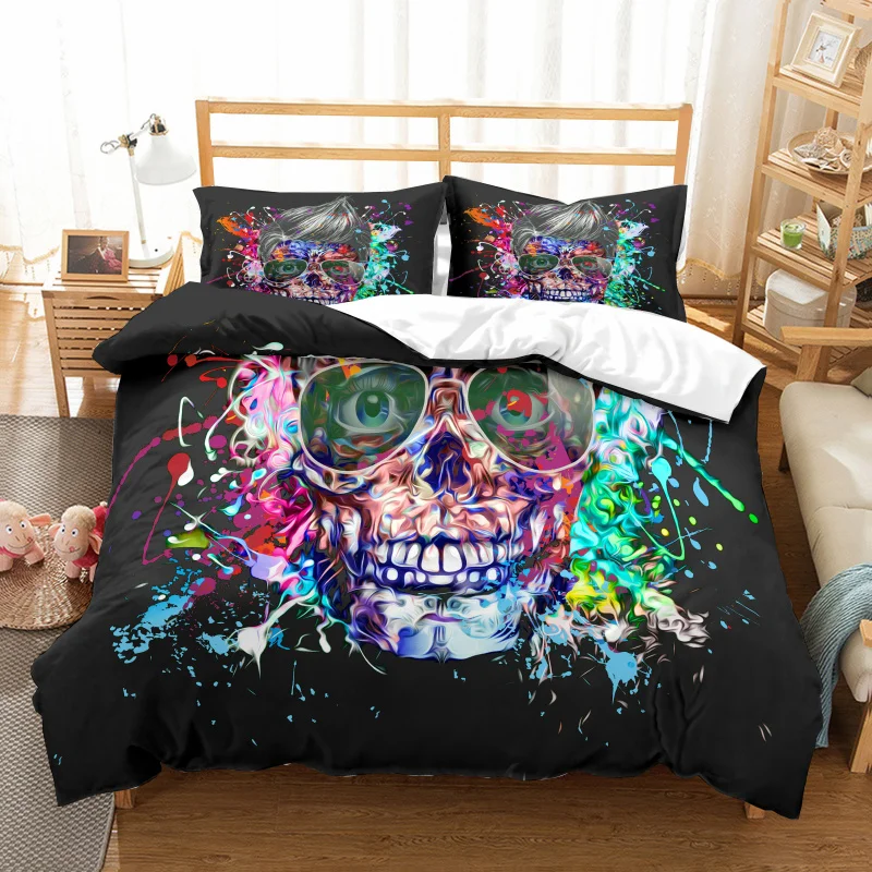 Yi CHU xin sugar skull набор пододеяльников с черепом роскошный комплект постельного белья Королевское комфортное постельное белье Кошмар перед Рождеством Индивидуальный размер
