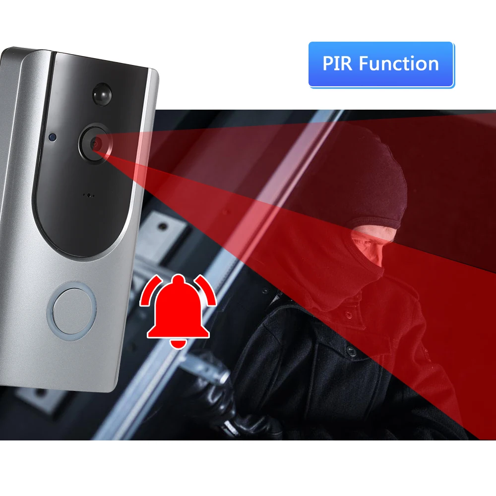 WiFi Smart Security Door Bell 720P Visual Intercom Recording Video Door Phone Remote Home Monitoring Detection Night Vision