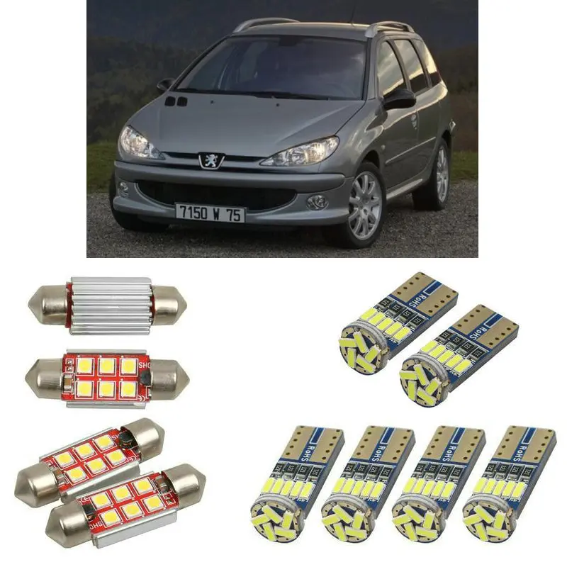 Внутренний светодиодный автомобильный светильник s для peugeot 206 sw 2ek estate 206 van box автомобильные аксессуары фонарь для багажника номерного знака светильник 4 шт
