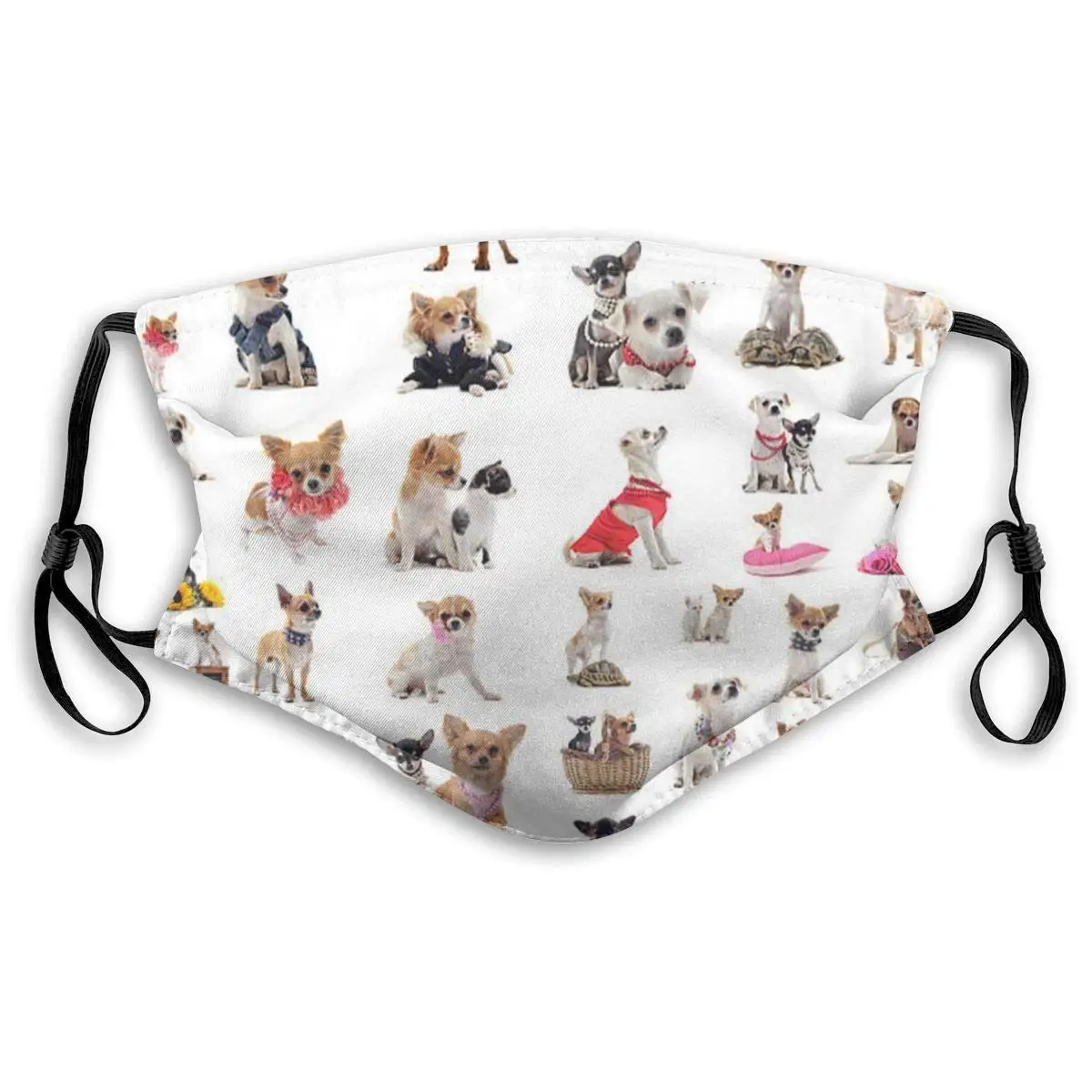 

Cute Chihuahua Pug Pattern Print Mouth Masks With Filter Washable And Reusable Anti Dust Breathable Mask With Adjustable Ear