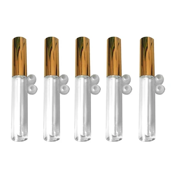 

5pcs 10ml Gold/Silver Lid Mini Empty Clear Lip Gloss Tube Lip Balm Container Tubes Self-Made Lip Gloss Refillable Bottle