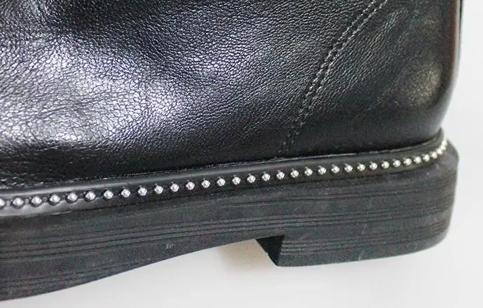 Г. Брендовые ботинки на молнии женская большая молния спереди открытые ботинки до середины икры зимние ботинки из лакированной кожи на высоком толстом каблуке