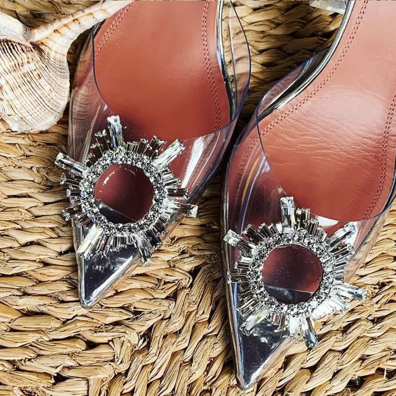Transparent PVC Sandals Women Pointed Clear Crystal Cup High Heel Stilettos Sexy Pumps 2019 Summer Shoes Peep Toe Women Pumps 39