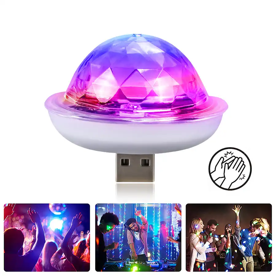 Luosky Mini Disco Light Rotating USB Ball Light RBG LED Lamp Portable Home Party Stage Light Random Color