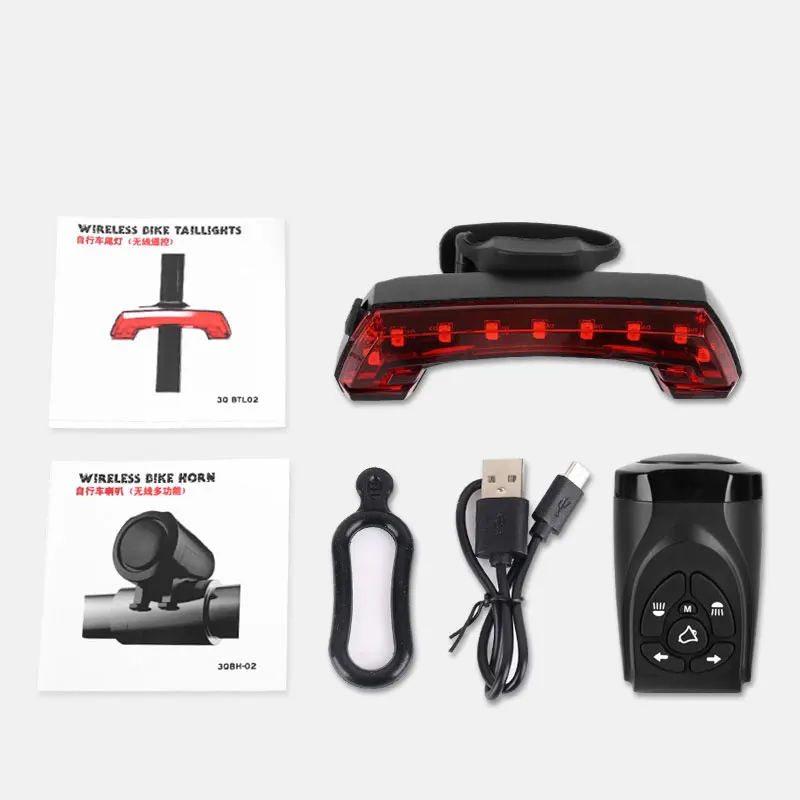 Top Intelligent USB Bike Rear Light Wireless Remote Control Turn Signal Bicycle Taillight with Bike Horn 2