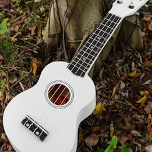 Guitar Ukulele Wood Soprano 4-Strings Beginner 12-Frets-Instrument Mini 21-Inches White