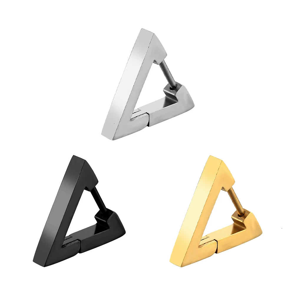 

1pc Cool Punk Style Earrings For Women Men Titanium Steel Triangle Stud Earring Statement Jewelry Piercing Ear Stud Gothic