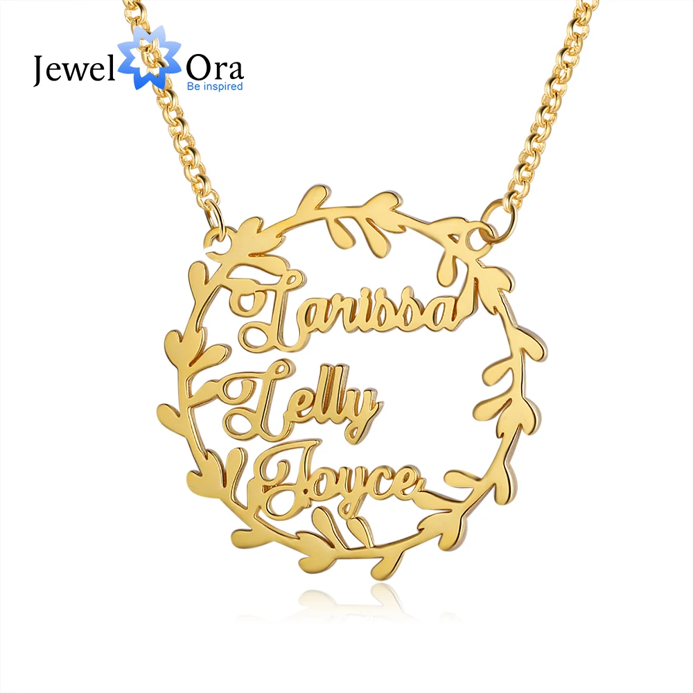 

JewelOra Designer Personalized Mistletoe Christmas Nameplate Necklace Custom Letter Name Pendant Necklace Gifts for Mother