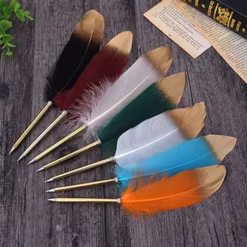 

1pc New Creative Spray Gold Feather Pen Ballpoint Pen Feather Gel Pen Office Learning Stationery Christmas Gift Wedding Pen