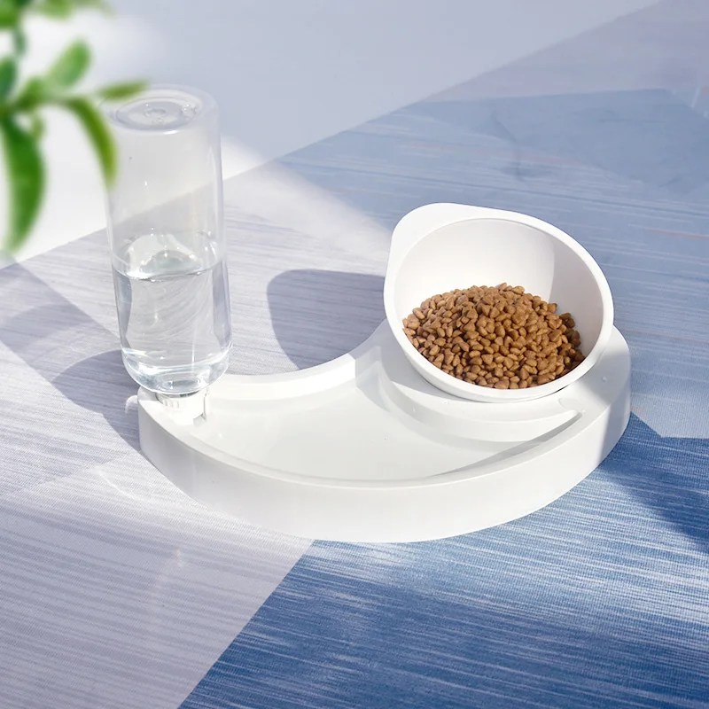 

Cats Dogs Feeder Pet Bowl Cat Food Water Bowl Food Fountain Drinking Raised Stand Dish Double Containers