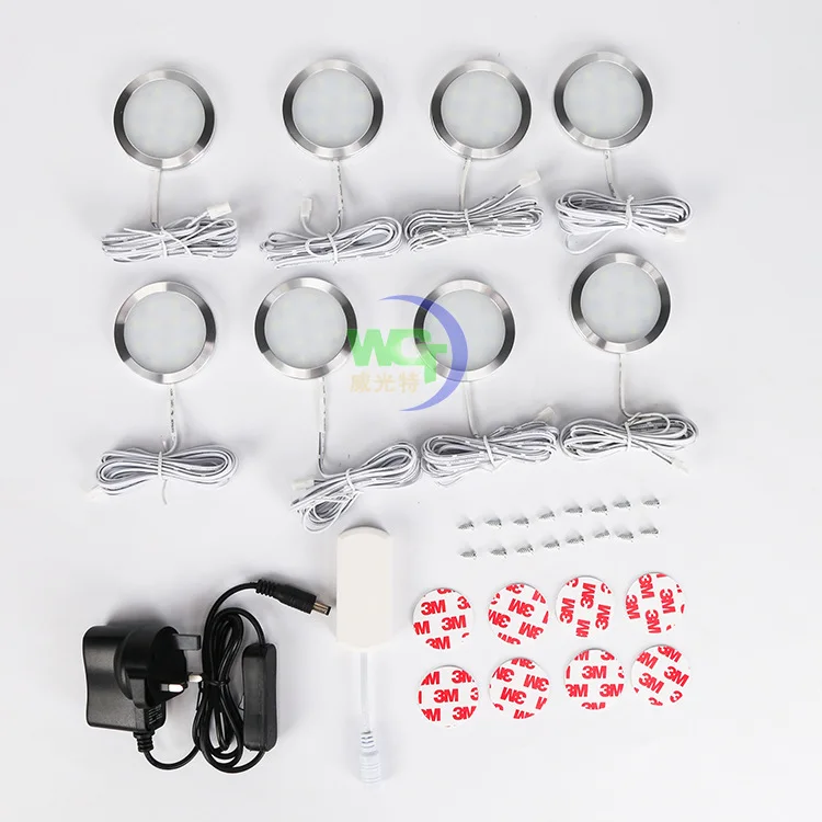 Set LED Circle Led Cabinet Lamp Circle LED Puck Light Puck Lights Cross Border Electricity Supplier Hot Selling Caravan