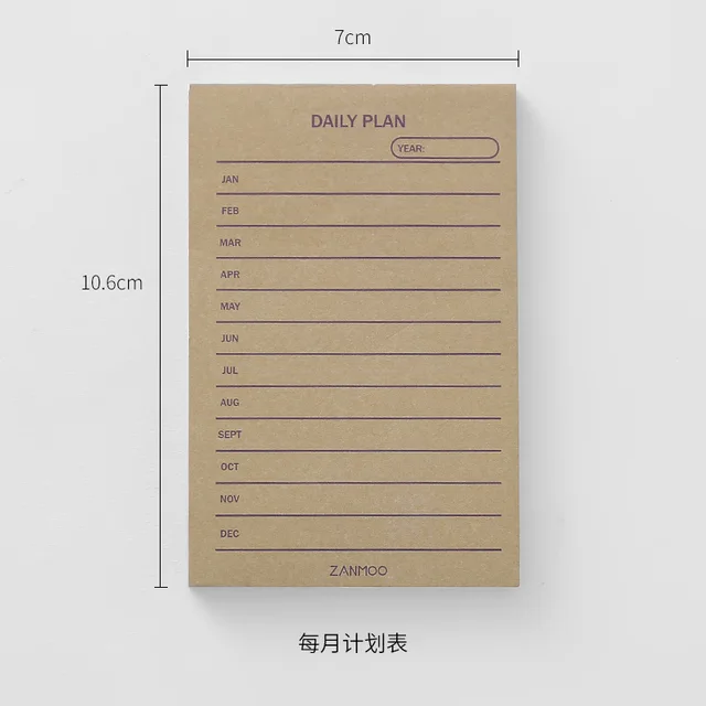 Not Sticky Memo Pads Simple Plan Student Daily Notebook Time Management Learning Label Clocking Schedule Week Planner Office Tag 14 Monthly plan