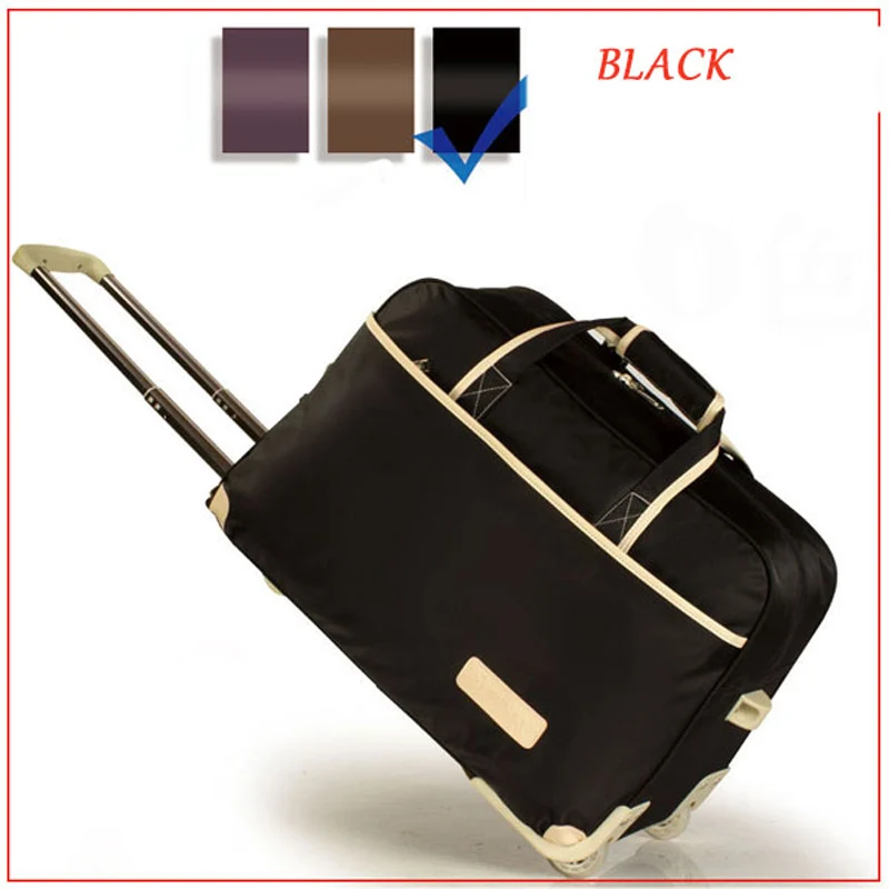 Новая мужская и женская тележка чемодан для багажа на колесиках брендовый Повседневный утолщенный Складной Футляр Дорожная сумка на чемодан на колесах чемодан - Цвет: black