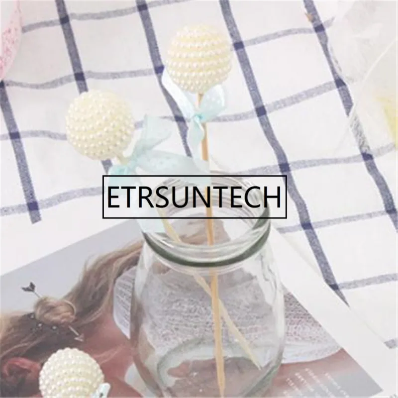 200pcs Handmade Pearl Happy Birthday Cake Decoration Cake Flags Wedding Party Cake Plug-in Banner Decoration Flag