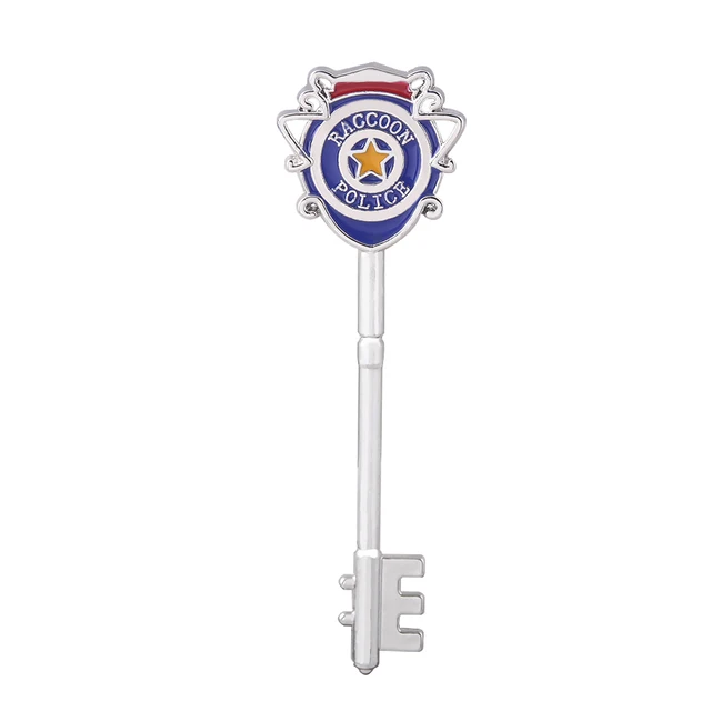 Game Residents Evils Keychain Set RPD Square Plum Heart Key Police Playing Cards Badge Pendants Keyring For Men Cosplay Jewelry Red